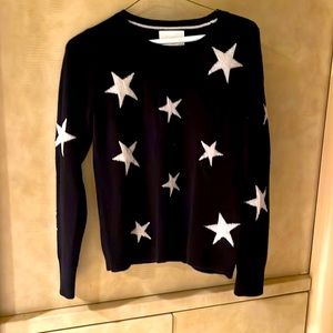 Cynthia Rowley cashmere sweater size XS color is black with grey stars